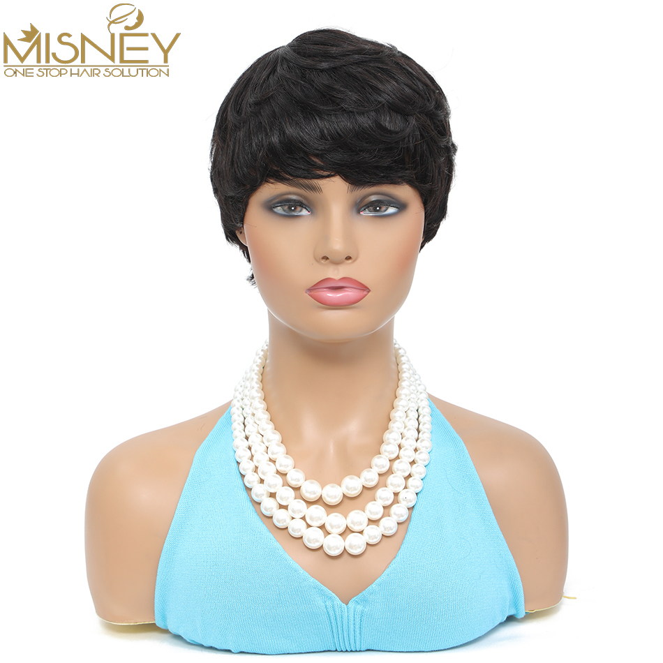 Synthetic Wigs Short Bob Straight Human Hair Wigs Natural Color Brazilian Remy Hair Pixie Cut Wig Human Hair Wig For Black Women Misney 230808