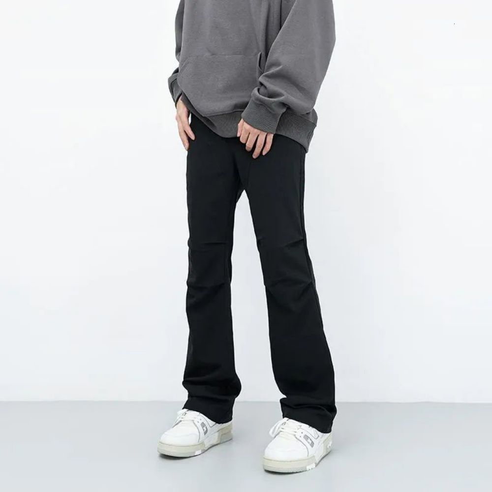 Mens Pants Men Retro High Street Solid Flared Trousers Vintage Streetwear Harajuku Cargo Casual Slim Fashion Trend 230809