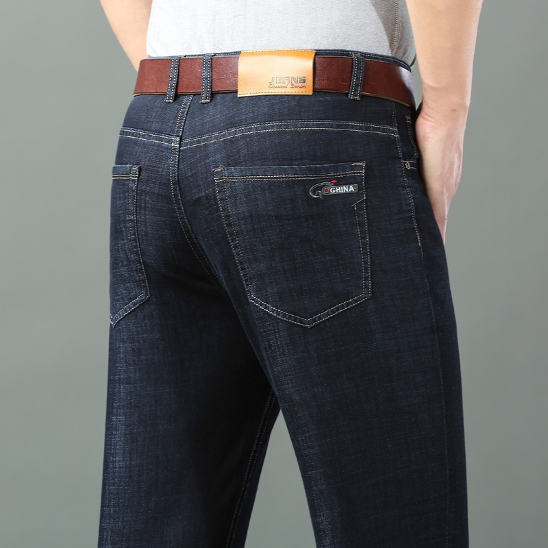 Mens Jeans Spring Summer Thin Denim Straight Cotton Stretch Men Business Casual Cloth High Waist Ice Silk Lightweight Trousers 230810