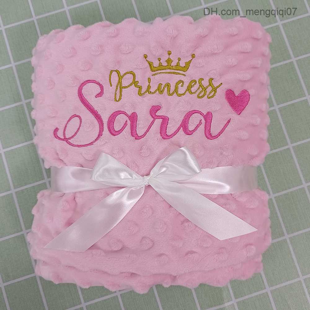 Sleeping Bags Name Personalized Bubble Plush Baby Blanket DIY Customized Baby Crib Baby stroller Swaddle for newborn birthday gifts Z230810