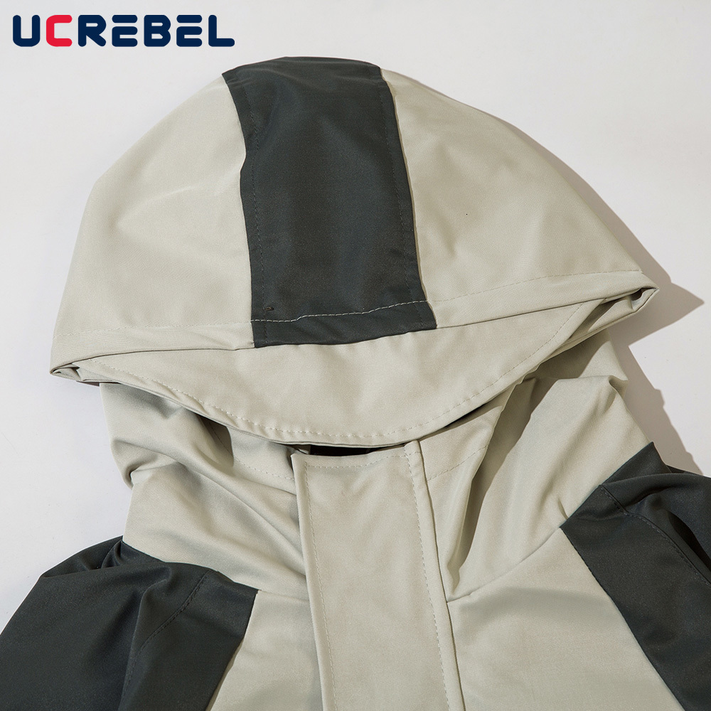 Mens Jackets Contrast Paneled Hooded Jacket Streetwear Autumn Winter Loose Casual Raglan Sleeve Zipper Outerwear Men 230809