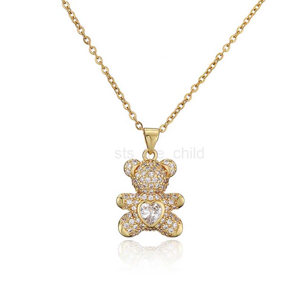 Pendant Necklaces TKJ Fashion Cute Panda Pendant Necklace Micro-inlaid Colored Zircon Love Bear Pendant Necklace