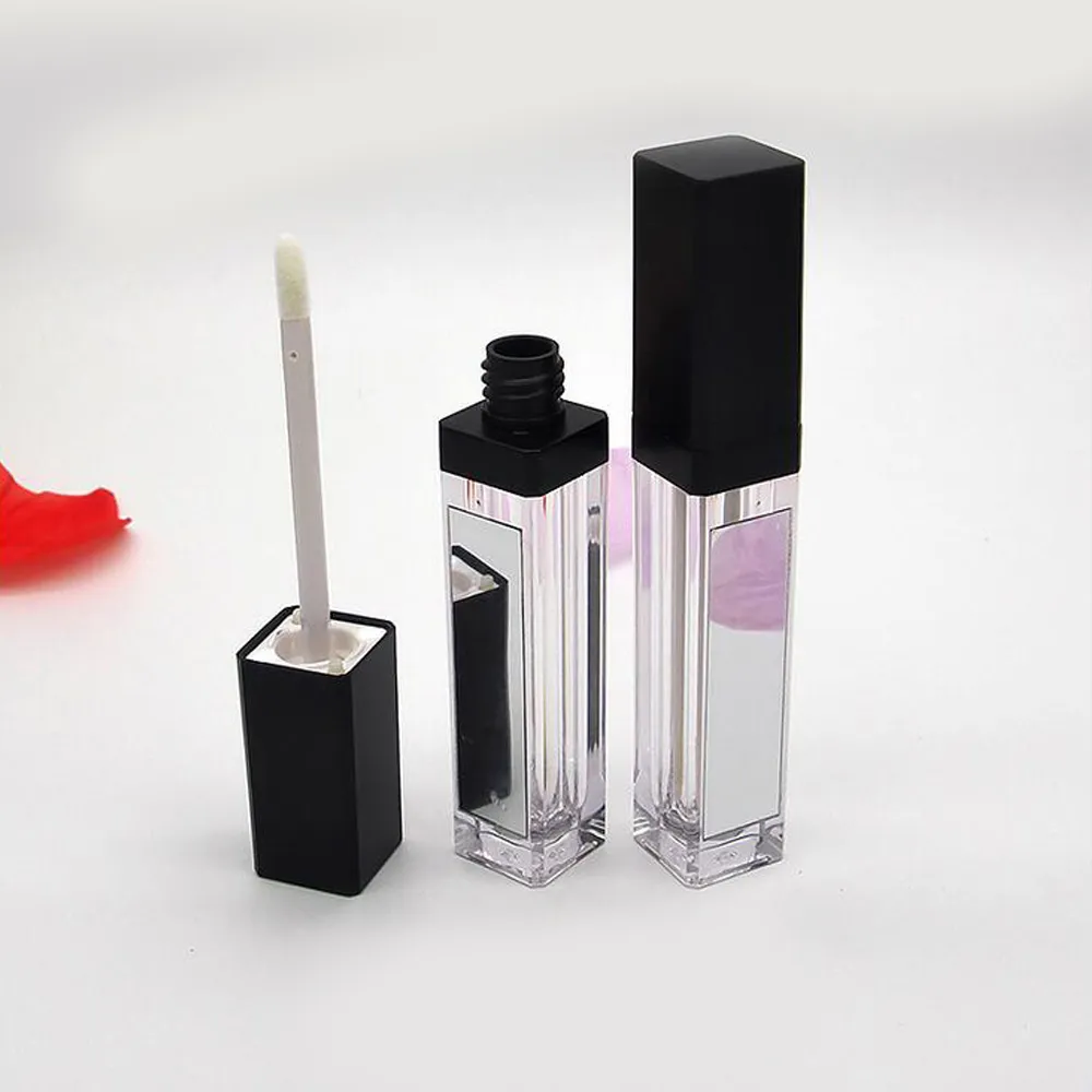 wholesale 7ML LED Empty Lip Gloss Tubes Square Clear Lipgloss Refillable Bottles Container Plastic Makeup Packaging with Mirror and Light LL