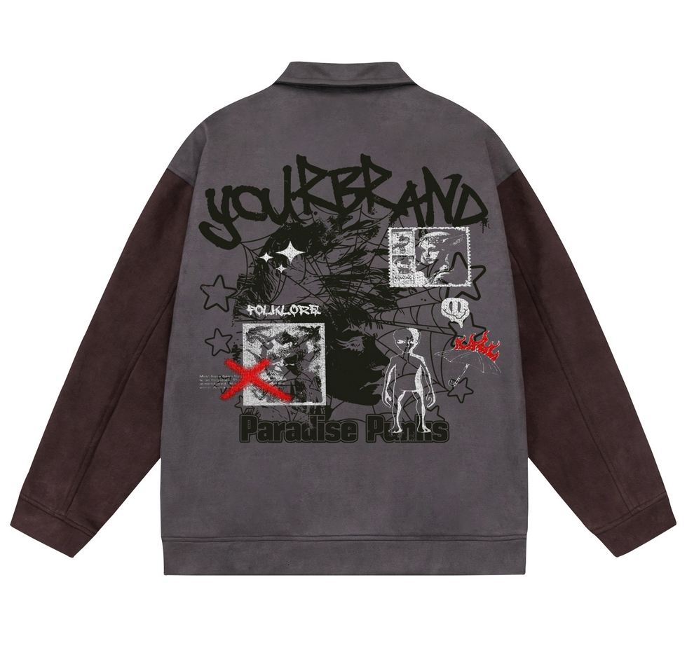 Mens Jackets Men Streetwear Abstract Cartoon Pattern Print Vintage Coat Oversized Casual Fashion Autumn Winter Hip Hop 230810