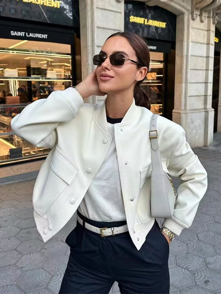 Womens Jackets Ladies Vintage Solid Short Bomber Autumn Winter Jacket Women Coat With Pockets Outerwear Outfits Chic Tops Female 230810