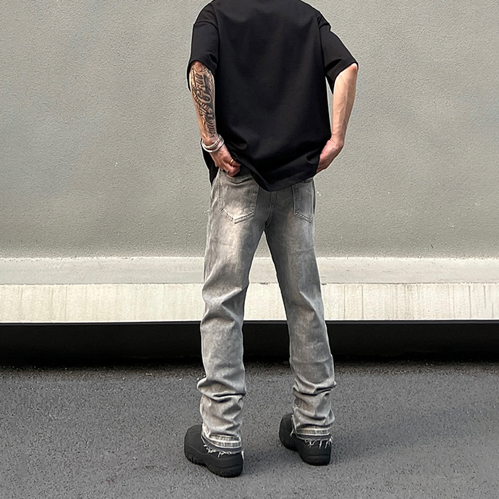 Men's Jeans Skinny Jeans Men Gray Summer High Street Pantalones Hombre Simple Slim Trousers Streetwear Vintage Fit Autumn Y2k Denim Pants 230809