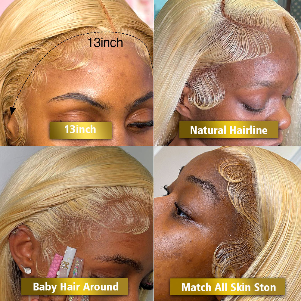30 40 Inch Honey 613 Blonde Lace Frontal Human Hair Wigs HD Transparen 13X4 Body Wave 13X6 Brazilian Front Wig For Women