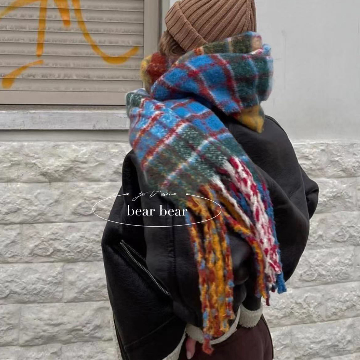 Scarves Vintage Colorful Plaid Cashmere Tassel Scarf Thickened Warm Winter Casual Korean Scarf Shawl Pashmina Mohair Scarf for Women Men 230810