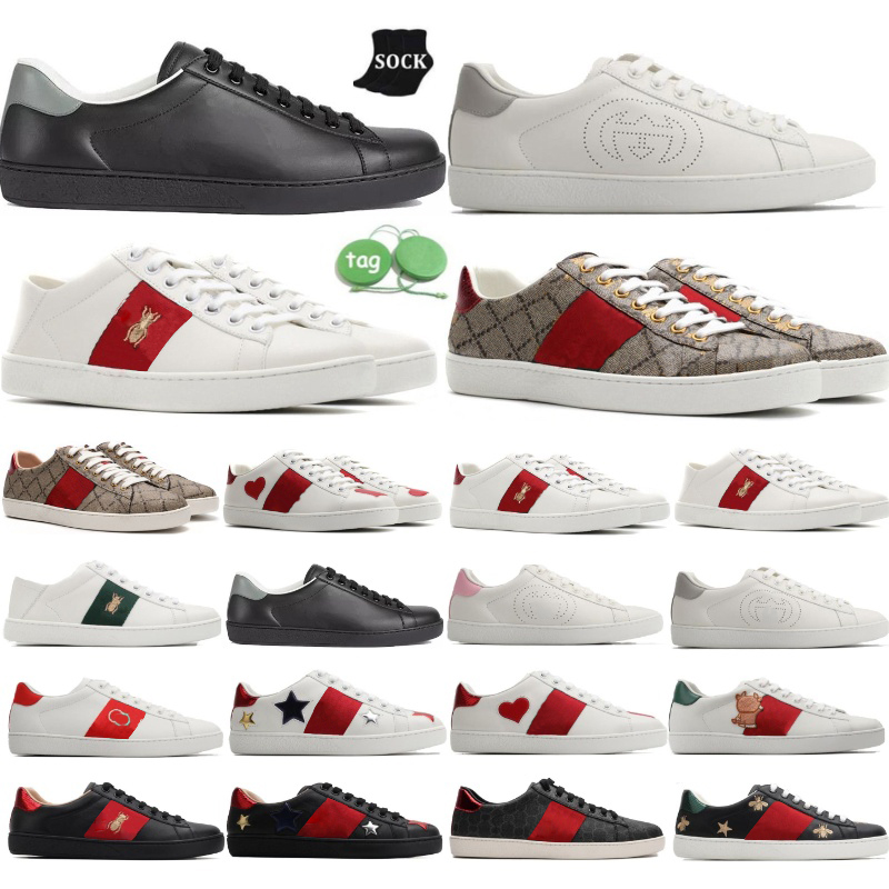 Designer Shoes Italy Ace Sneakers Bee Snake Leather Embroidered Black men Tiger Chaussures interlocking White Shoe Walking Casual Sports Flat Trainers 01
