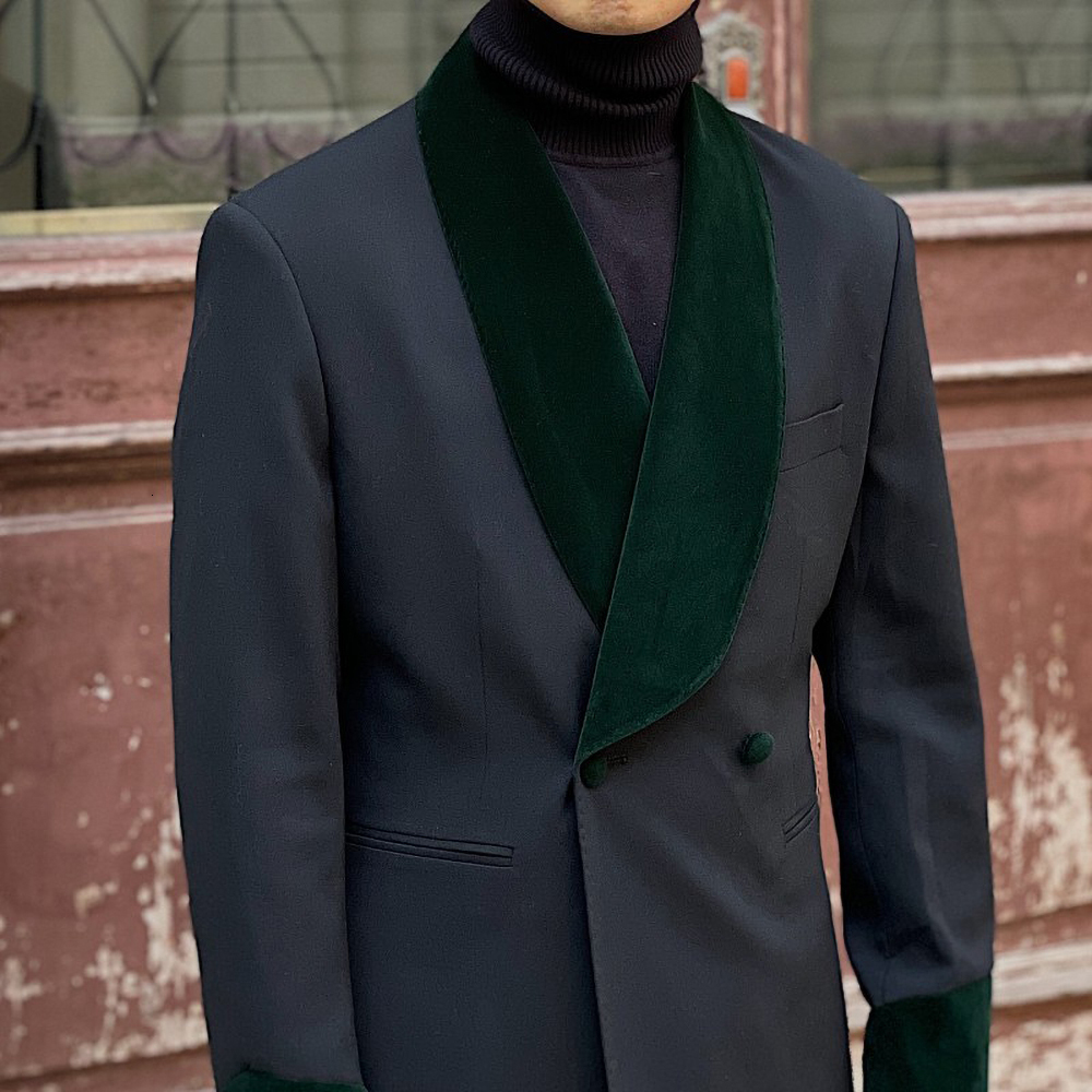 Men's Suits Blazers Velvet Spliced Men Suit Fashion Business Slim Two Piece Customized High Quality Wedding Ball Party Set Jacket Pants 230809