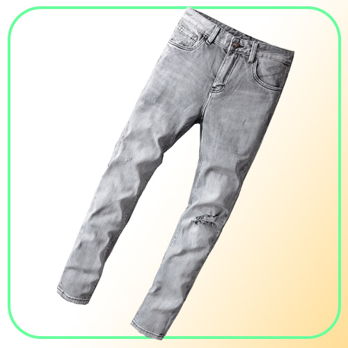 Luxurys Designer Mens Jeans Solid Classic Style Severe Washed Grey Luxury Pants Slimleg Fit Motorcycle Biker Denim Fashion Trouse5557157