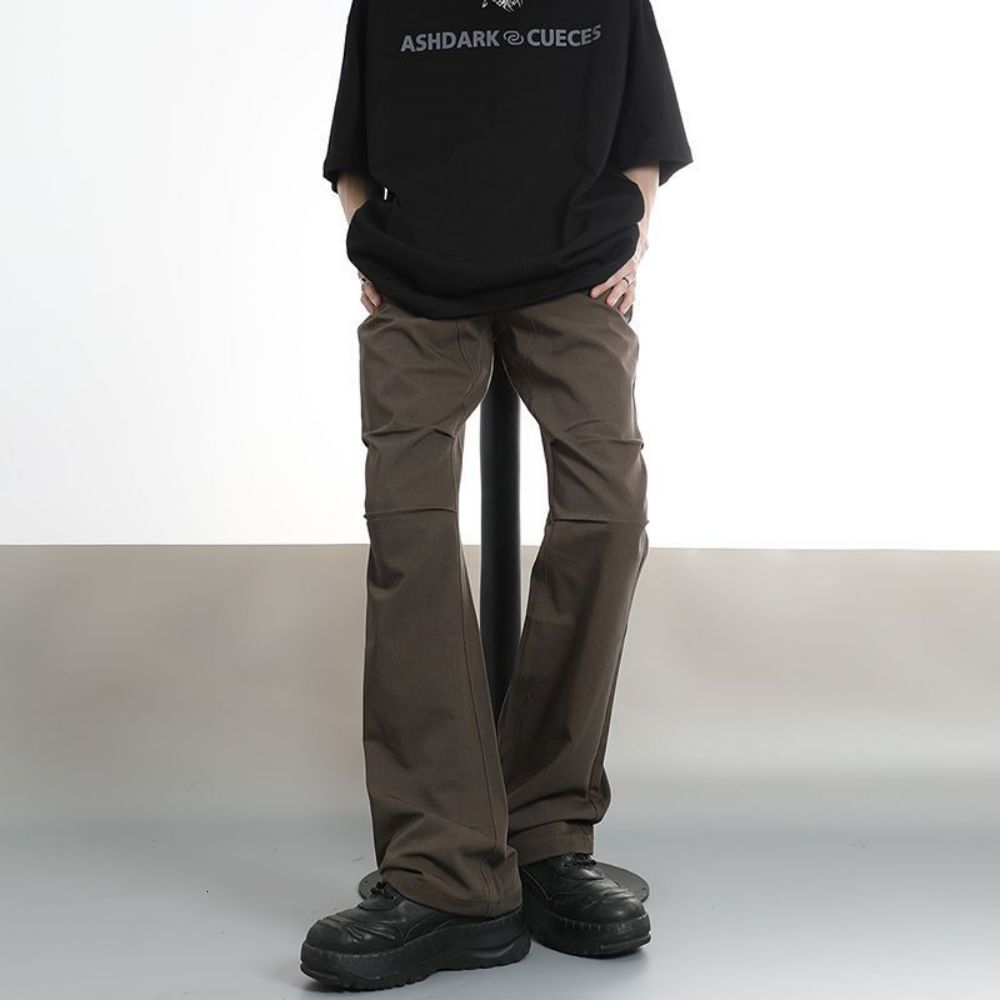 Mens Pants Men Retro High Street Solid Flared Trousers Vintage Streetwear Harajuku Cargo Casual Slim Fashion Trend 230809