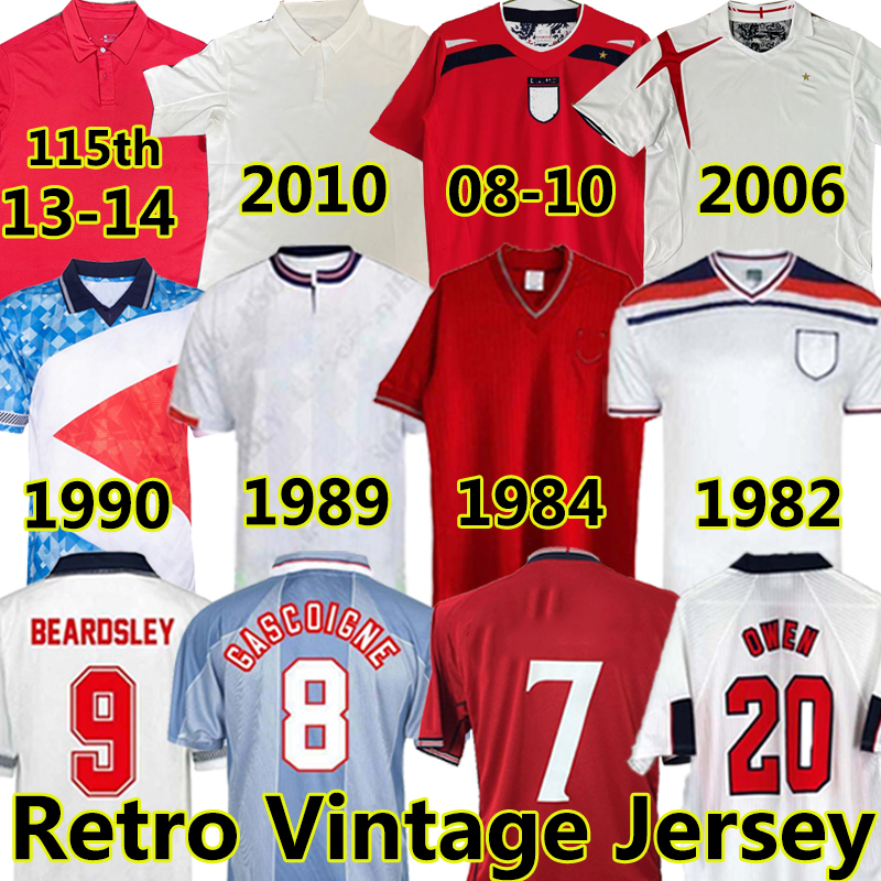 Bobby Charlton eNGLanDS retro soccer jerseys GASCOIGNE OWEN GERRARD SCHOLES 1982 84 87 89 90 92 94 96 98 00 01 03 06 08 10 13 14 115th national team classic football shirt
