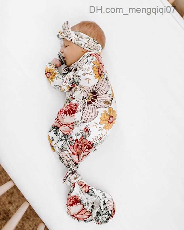 Pajamas PUDCOCO Newborn Baby Flower Bird's Nest Blanket Packaging Sleeping Bag Headband 2PCS Set 0-6M Z230811