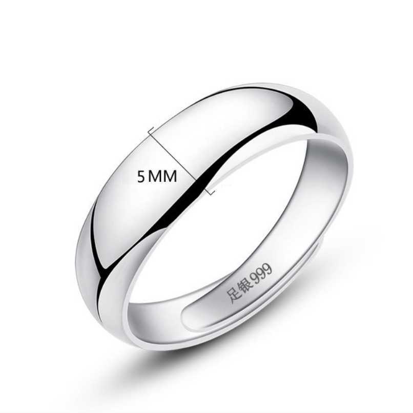 Band Rings Unibabe Real Sterling Silver Round Open Ring Men Women Bright Silver Ring Male Pure Silver Simple Open Ring Jewelry Gift