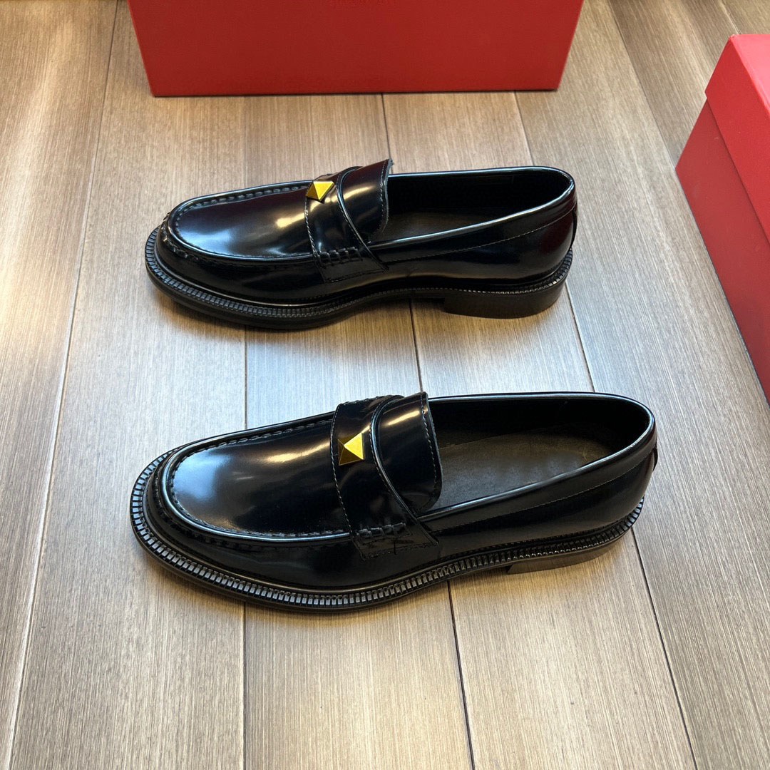Fashion New 2023 Mens Oxfords Dress Shoes Rivet Napa Calfskin Genuine Leather Metal Size 38-45
