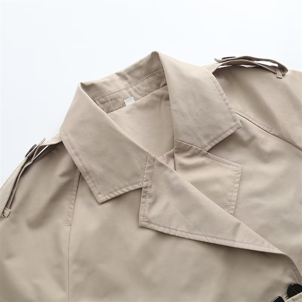 Womens Jackets PB ZA Loose Fit Windbreaker Temperament Commuting Belt Long Sleeve Lapel Casual Coat 230810