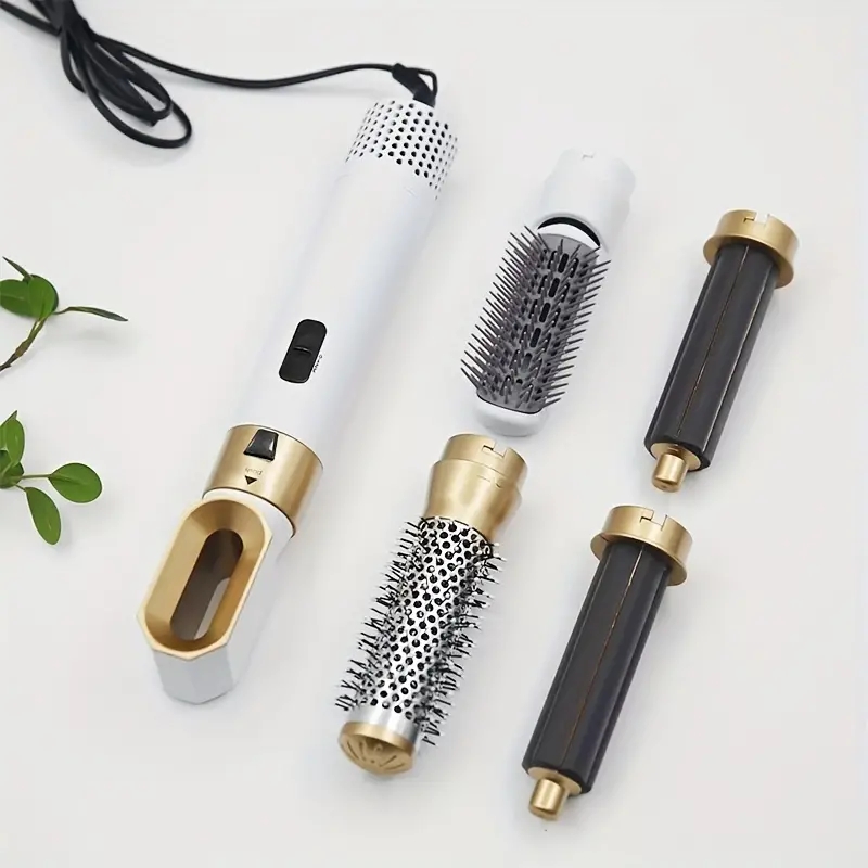 5-in-1 Dual-Use Hot Air Comb and Styling Hair Dryer - Automatic Curling and Straightening with Detachable Hairdressing Set