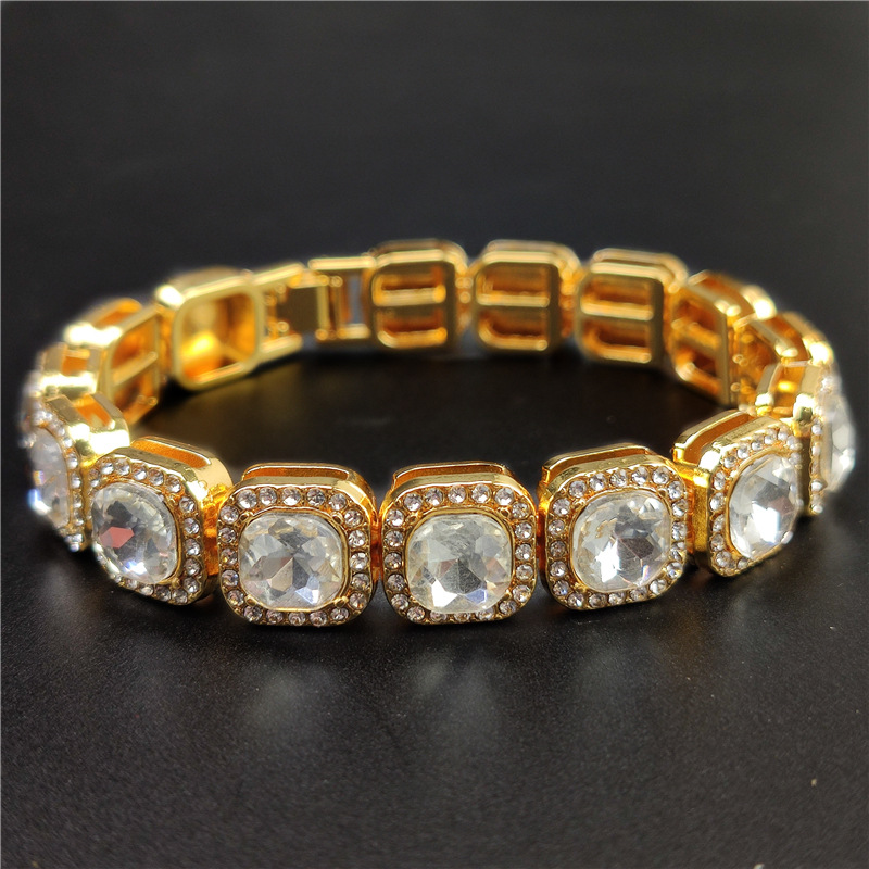 Atmospheric Manly Charm: Men's Diamond Cubic Zirconia Bracelet in Sterling Silver/Gold/Rose Gold Tones
