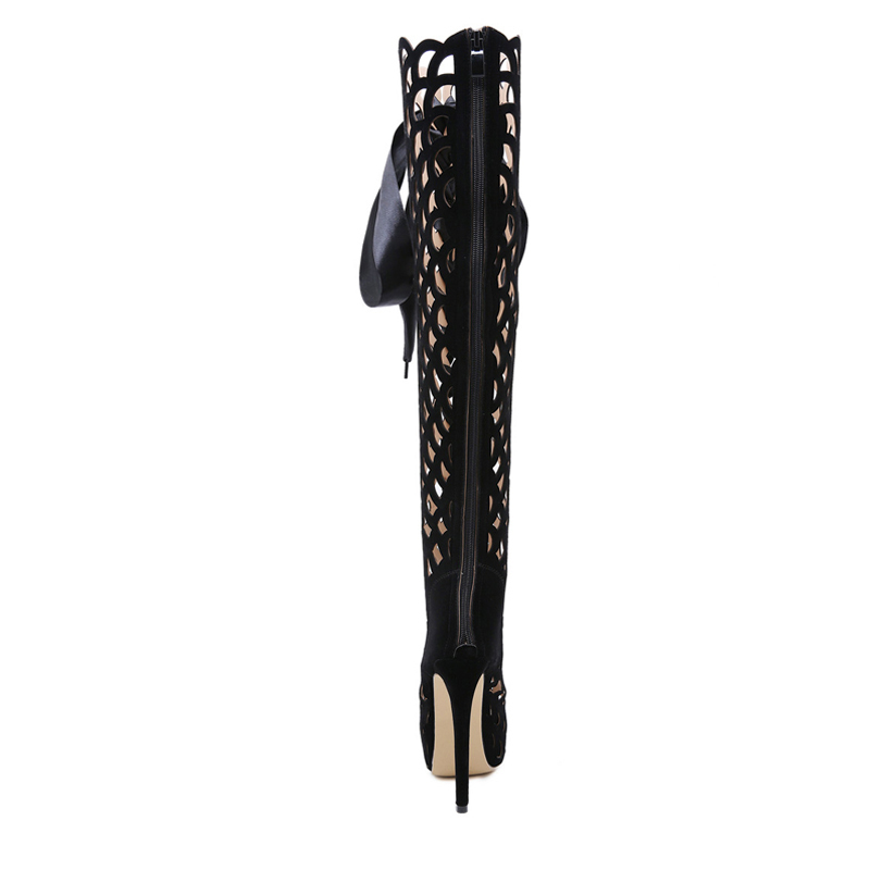 Boots Summer Sexy Over The Knee Boots Rome Ultra High Heels Fashion Hollow Out Women Peep Toe Lace-Up Zip Platform Shoe Sandals Spring 230809