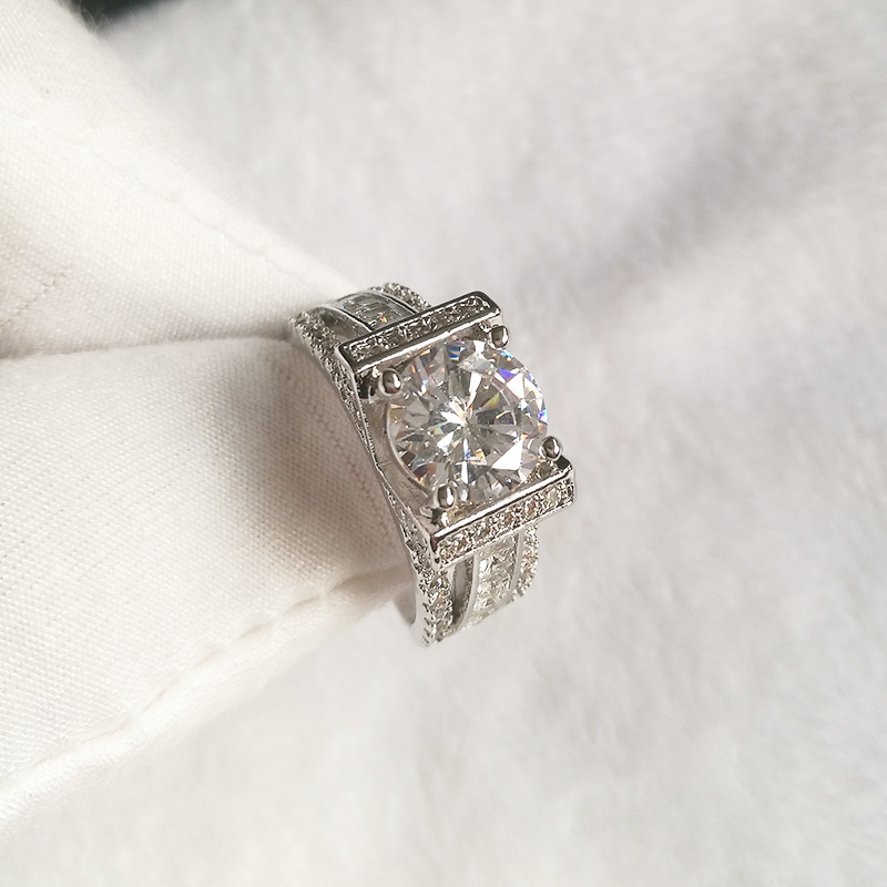 Handmade Wedding Rings Classical Jewelry 925 Sterling Silver Round Cut White Topaz CZ Diamond Gemstones Party Eternity Eiffel Tower Women Engagement B