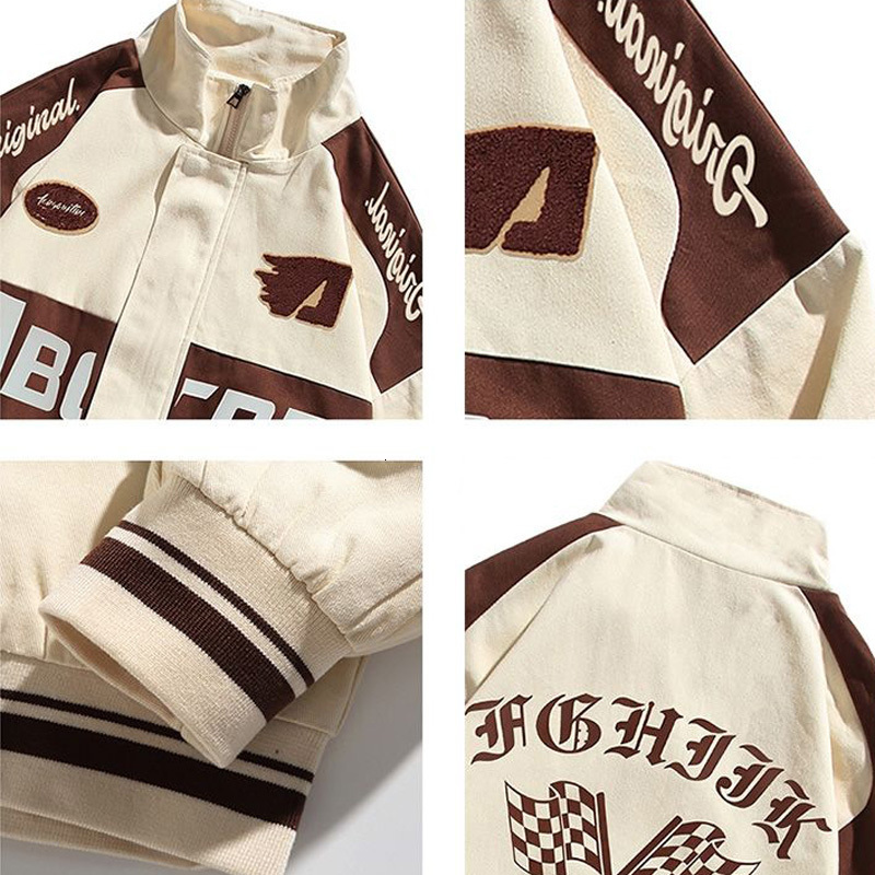 Mens Jackets Retro Letter Print Color Matching Fashion Casual Loose Fitting Coat Couple Street Hiphop Harajuku Baseball Jacket 230810