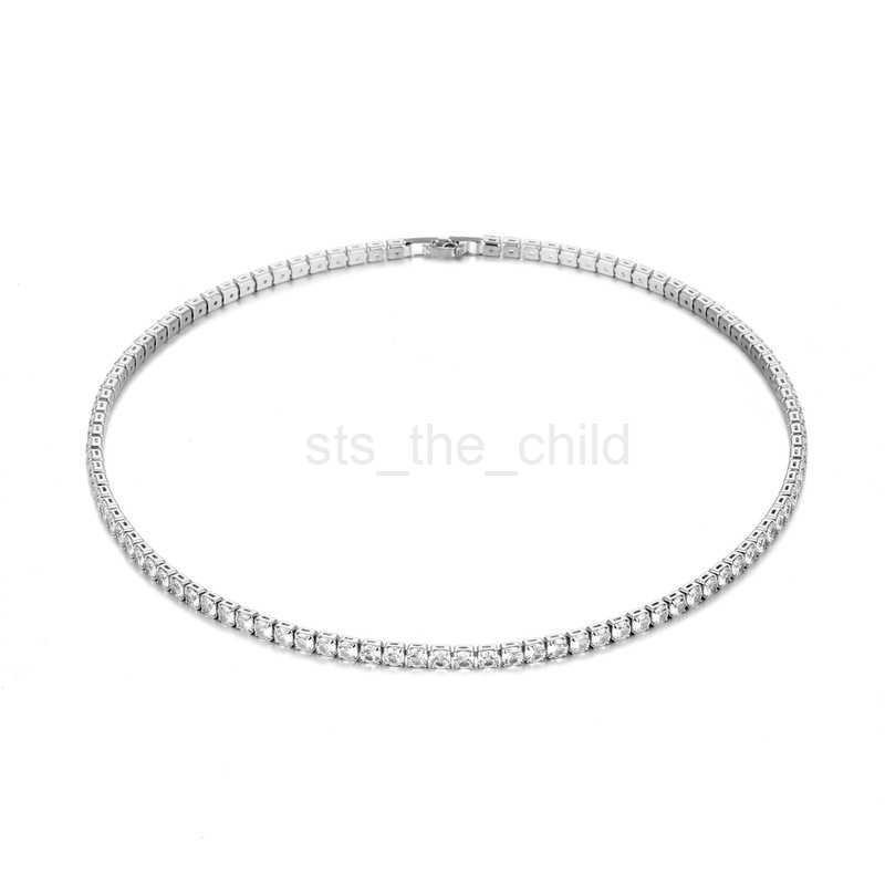 Pendant Necklaces Trendy 4mm Lab Diamond Necklace White Gold Filled Party Wedding Necklaces For Women Bridal Tennis Chocker Jewelry Gift