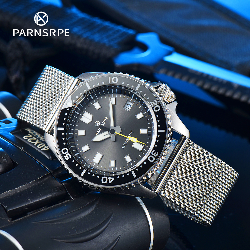 Wristwatches PARNSRPE SK007Series Men's Watch NH35AMovement Super Bright Large Luminous Dial Calendar Window Diver Automatic Mechanical 230809