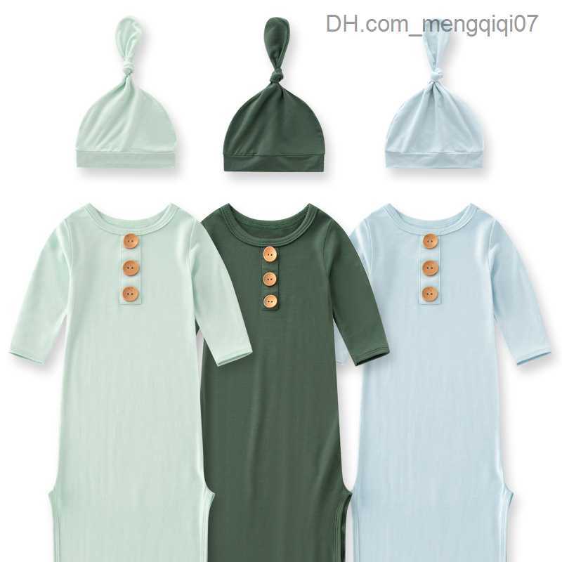 Pajamas Baby Summer Sleep Bag Soft Bamboo Fiber Long Sleeve Baby Sleep Bag with Hat Solid Baby Sleep Bag for Children Z230811