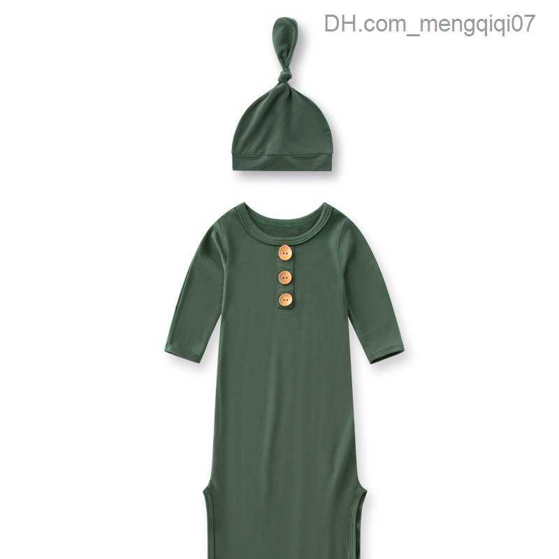 Pajamas Baby Summer Sleep Bag Soft Bamboo Fiber Long Sleeve Baby Sleep Bag with Hat Solid Baby Sleep Bag for Children Z230811