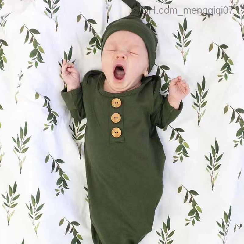 Pajamas Baby Summer Sleep Bag Soft Bamboo Fiber Long Sleeve Baby Sleep Bag with Hat Solid Baby Sleep Bag for Children Z230811