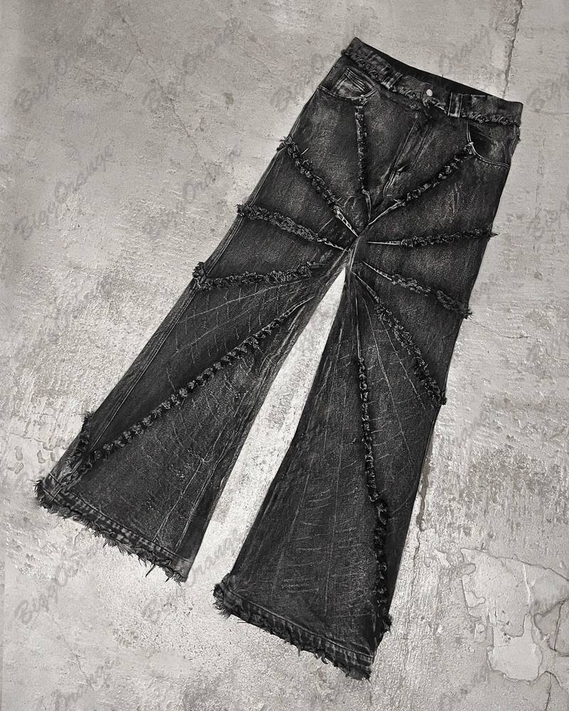 Men's Jeans Make Old Y2k Punk Oversize Pants Black Jeans Men Clothing Spider Web West Cargo Loose Y 2k Vintage Men's Wide 230809