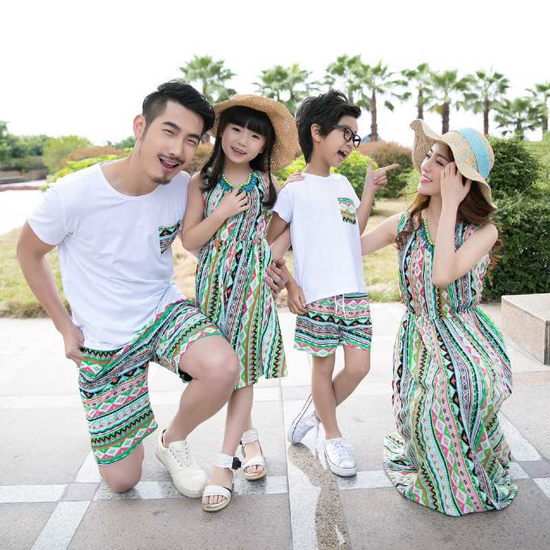 Family Matching Outfits Family Matching Outfits Summer Mom Daughter Vacation Beach Long Dress Father Son T-shirt Shorts Couple Lovers Clothing R230810