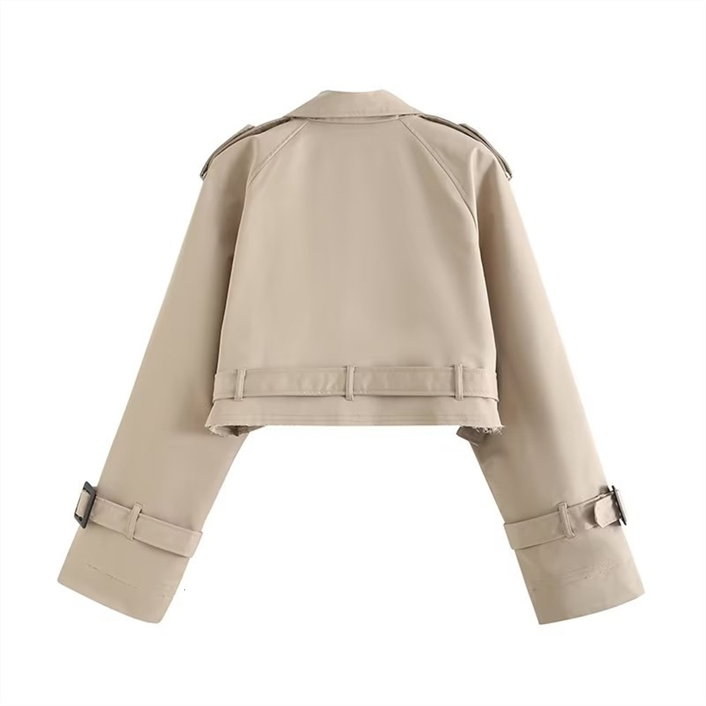 Womens Jackets PB ZA Loose Fit Windbreaker Temperament Commuting Belt Long Sleeve Lapel Casual Coat 230810