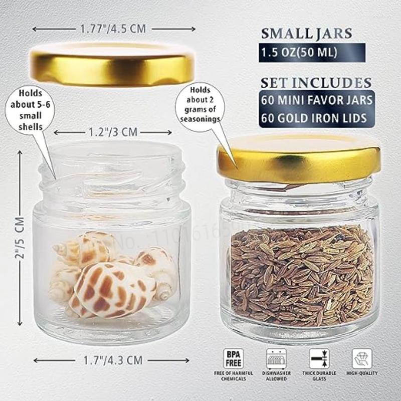 Storage Bottles 60 Pack Small Glass Jars With Lids 1.5 Oz Mini Honey Candle Jar For Making Gifts Crafts Spices Wedding