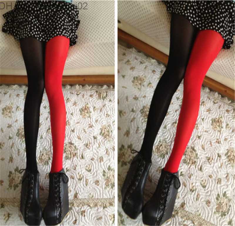 Socks Hosiery Women's patchwork foot tight pantyhose elastic pantyhose elastic bicolor stockings Z230810