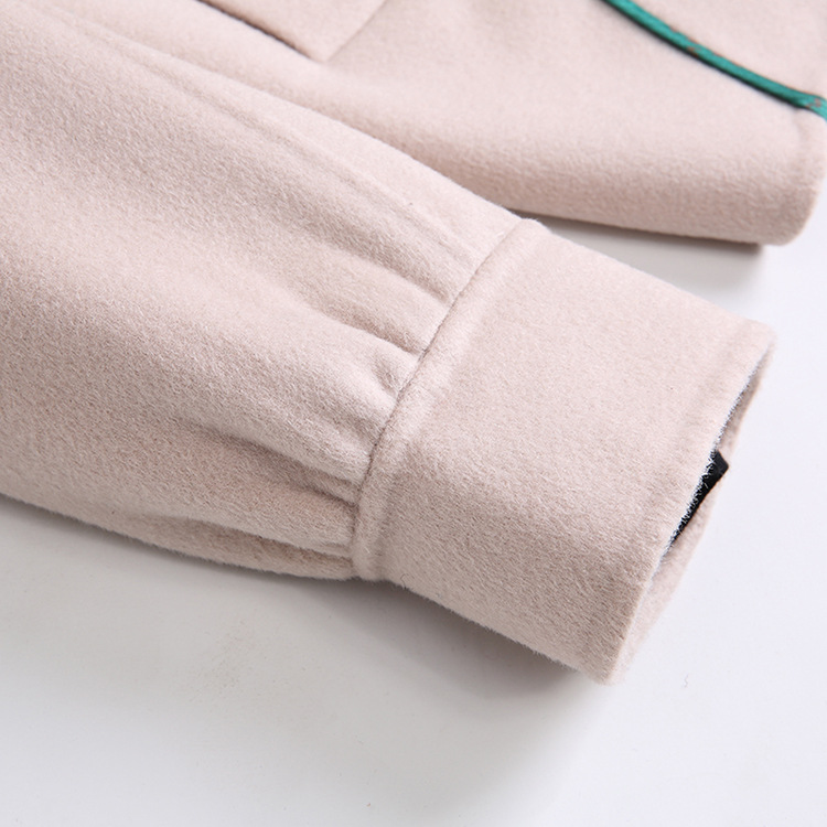 OC462M79# Autumn and Winter Jacket Women Wool Coat Women's Short Style Double-sided Cashmere Contrast Edging Customization