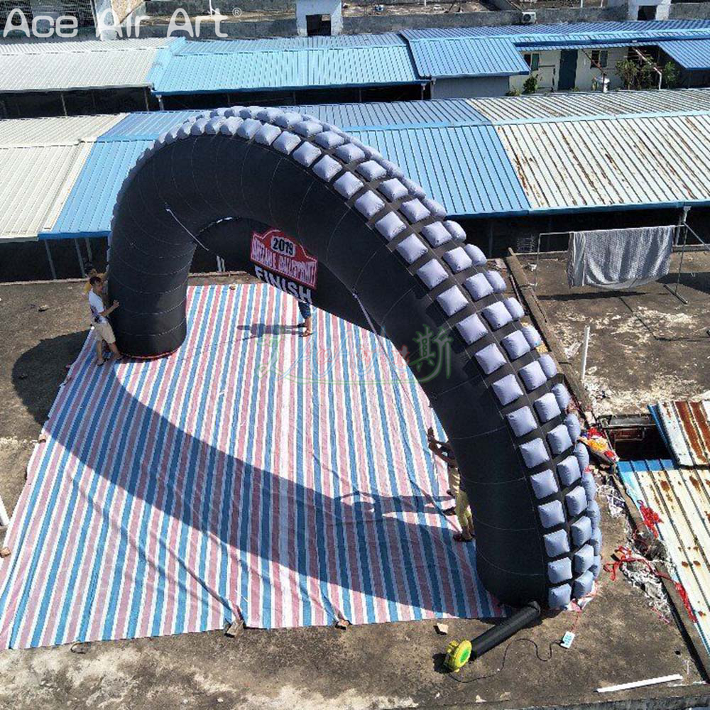 Outdoor Inflatable Tire Arch Gear Track Archway Entrance with Banner for Sports or Competition