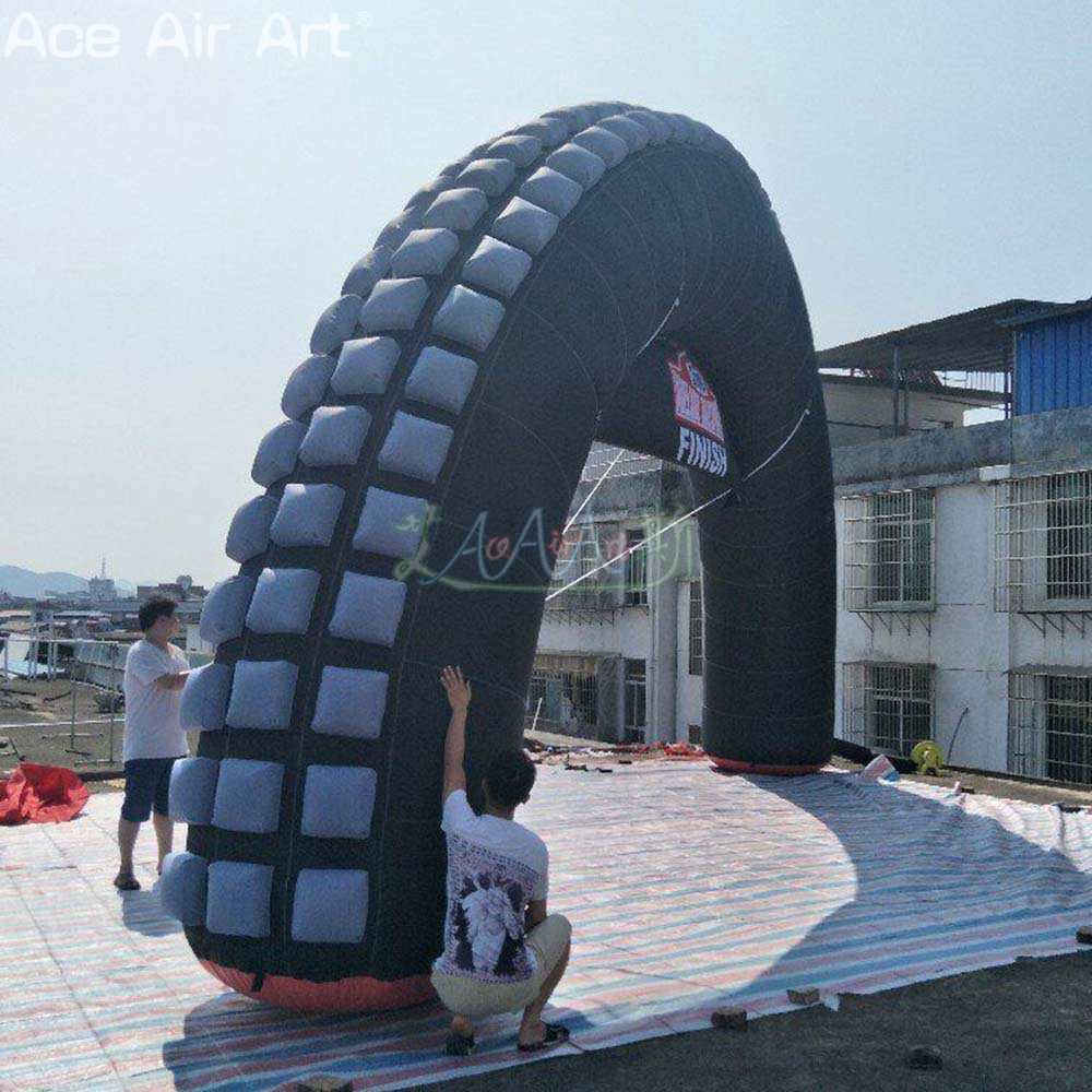 Outdoor Inflatable Tire Arch Gear Track Archway Entrance with Banner for Sports or Competition