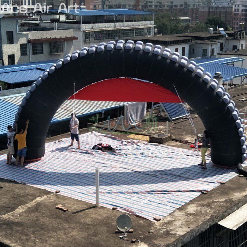 Outdoor Inflatable Tire Arch Gear Track Archway Entrance with Banner for Sports or Competition