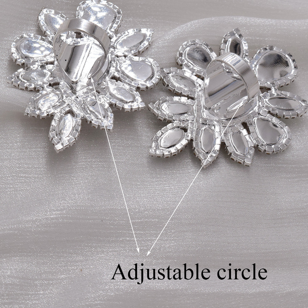 Solitaire Ring Big size 5.2*7.3cm oval big women rings adjustable jewelry fashion show ring for wedding jewelry crystal rhinestones jewelry 230810