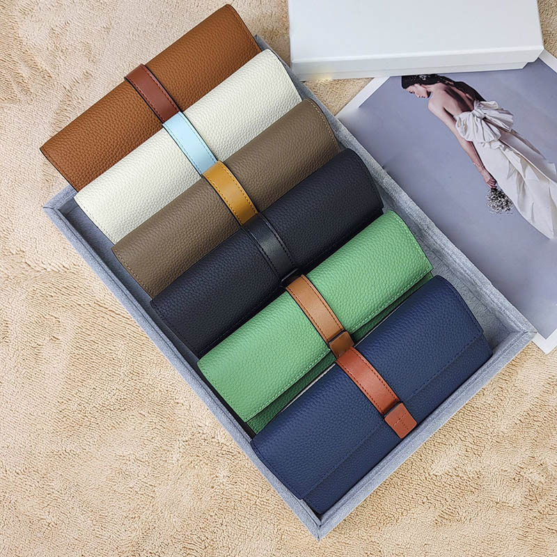 Luxury Long wallet large Granular Leather Vertical Wallet card holders designer buckle wallets Business card holder fashion purse credit pouch women clutch purses