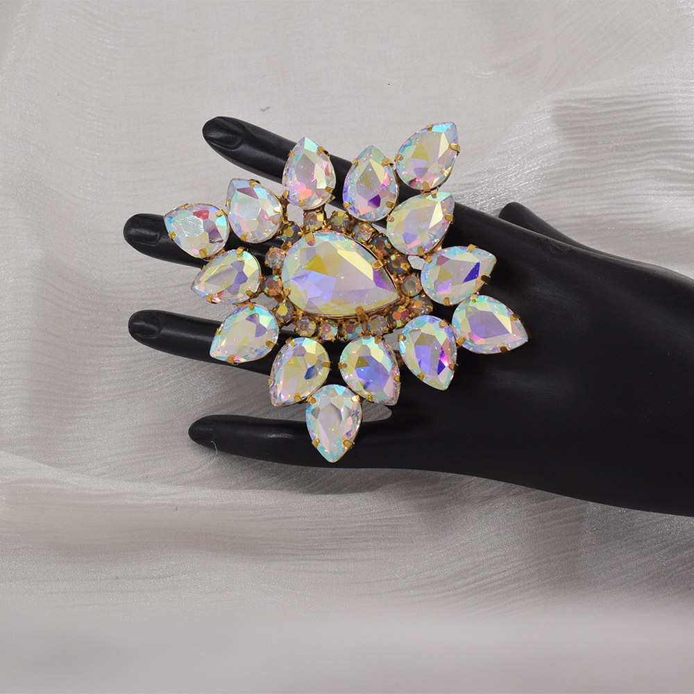 Solitaire Ring CuiEr 8.5*9.5CM Huge rings for women Big size Fashion jewelry with rhinestones glass Adjustable ring 230810