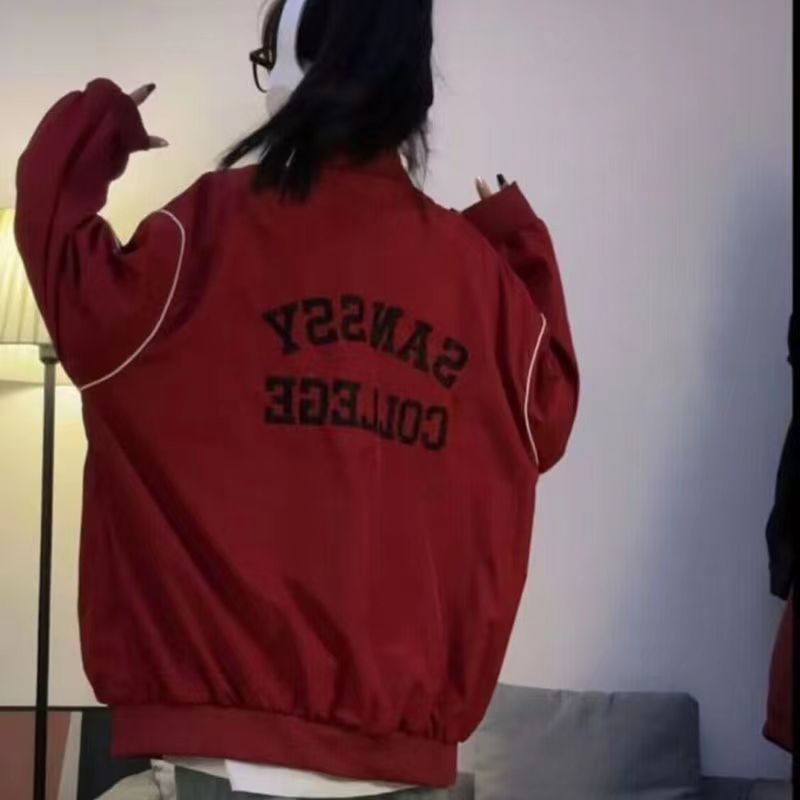 Womens Jackets QWEEK Vintage Bomber Jacket Korean Style Windbreaker Black Female Oversized Streetwear Gothic Harajuku Fashion 230809