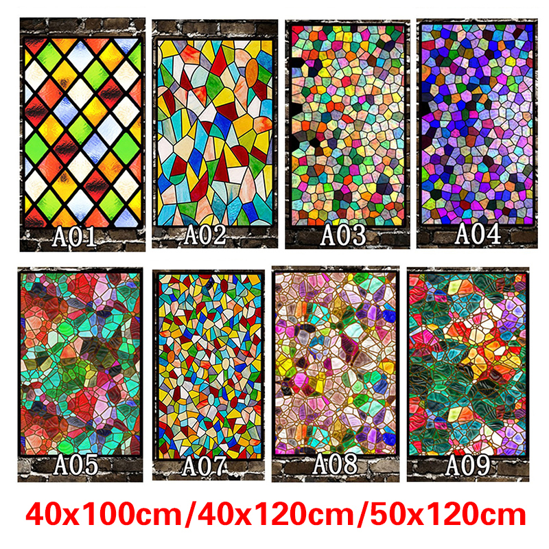 Window Stickers Multi Size Glass Film Static Cling Classical European Christian Church Stained Pattern Privacy Vinyl Frosted Sticker 230810