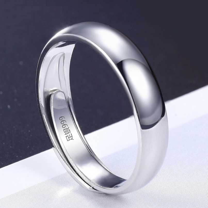 Band Rings Unibabe Real Sterling Silver Round Open Ring Men Women Bright Silver Ring Male Pure Silver Simple Open Ring Jewelry Gift