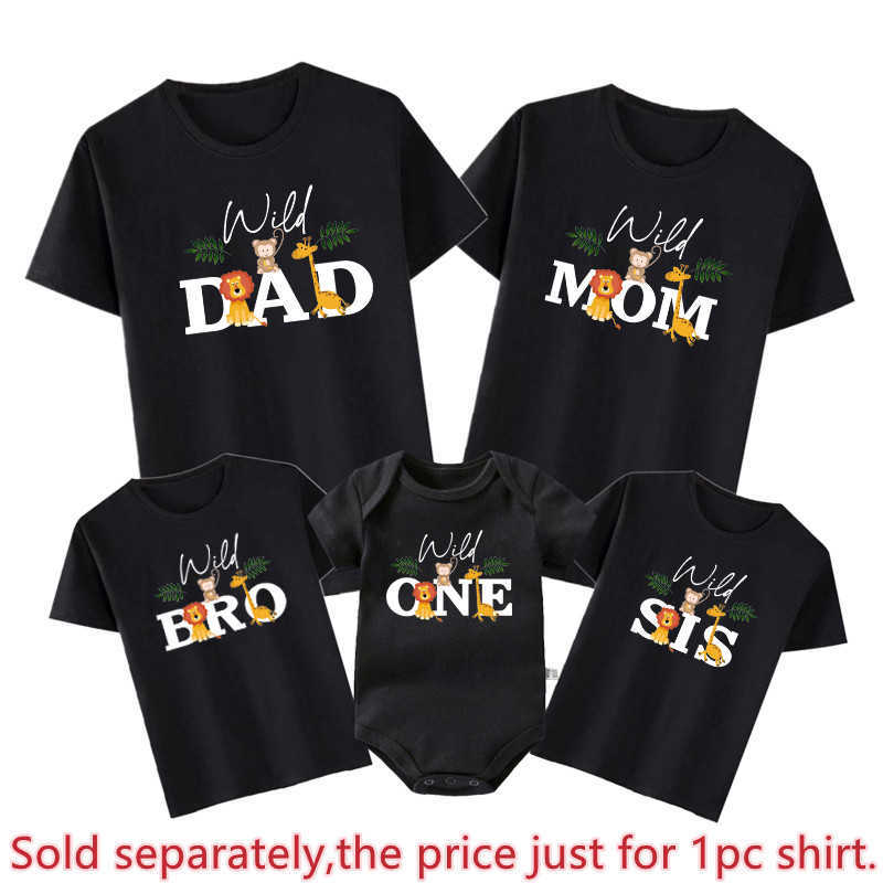 Family Matching Outfits New Wild Family Matching Outfits Cotton Dad Mom Bro Sis Tees Baby Rompers Funny Jungle Birthday Party Shirts Clothes R230810