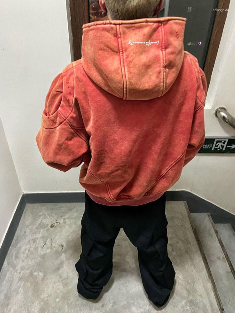 Mens Hoodies Vintage Heavyweight Wash Deconstructed Silhouette Damaged Distressed Sweatshirt Coat Autumn And Winter