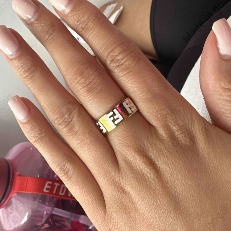 Designer Jewelry classics F Ring luxury jewelry set for man woman 18k gold plate jewelry Mens Womens designer rings fashion hip hop luxury silver ring 5mm 6mm width