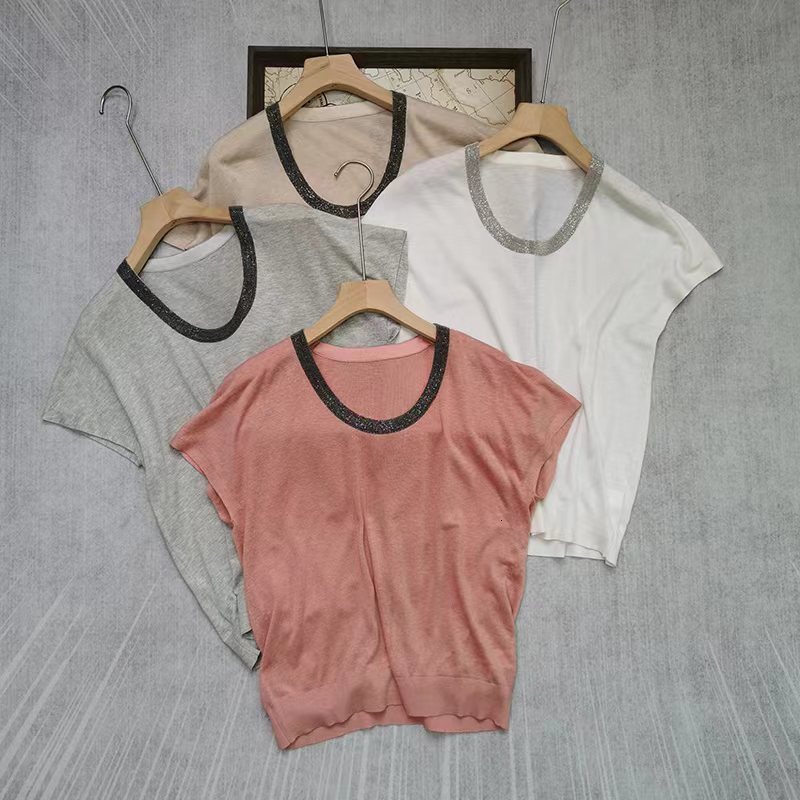 Women's Knits Tees Naizaiga 40 linen 30 silk lcyocell Oneck loose fitting red white gray apricot Women pullovers sweater Tshirt QWX285 230809